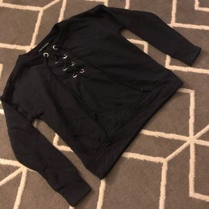 Black lace up sweater